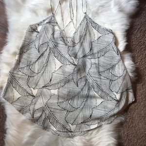 Strappy leaf print top